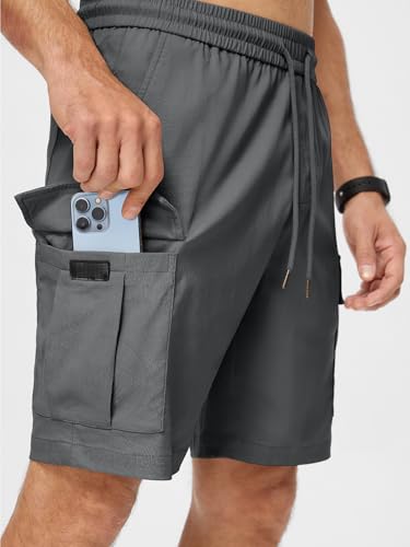 JMIERR Cargo Shorts Herren Kurze Hosen Herren Bermuda Shorts mit Gummizug Leicht Sommershorts Elastische Taille mit Taschen – Bild 6