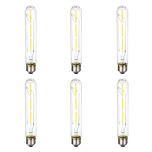 Qirc Bombilla Edison E27 filamento creativo transparente T30-185 bombilla de filamento de tungsteno retro luz blanca cálida 2700 K, 6 unidades Cover