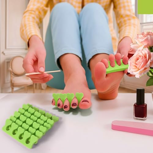 YBEATY 100 Pcs Sponge Toe Separators Soft Finger Separators Premium Pedicure Tool Kit Flexible Toe Divider Spacer for Polishing Pedicure Manicure Coating Nail Art Beauty Accessories (green) - Thumbnail 4