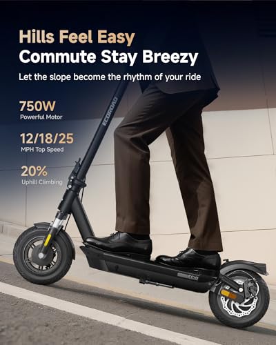 Image of ECOROAD Electric Scooter for Adults, 750W Motor & 25 MPH & 30-35 Miles Long Range, 8.5&10 inch Tires with Dual Suspension, Foldable Commuting E Scooter with App Control