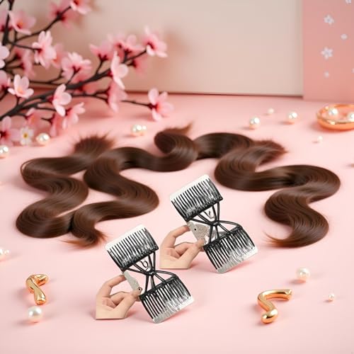 2 Peines Negros Ajustables con Elástico para Cabello miniatura 4