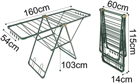 Foldable Clothes Drying Rack Foldable Portable Space Saving Clothes Drying Rack, Aluminium Drying Rack, Adjustable Height with Spread Wings, for Laundry, Bathroom, Balcony