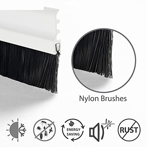 Image of Door Bottom Brush Seal Strip with Aluminum Plate & Nylon Bristles Brush for Air & Sound Blocking 100CM (1)