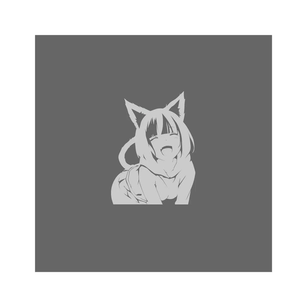 Cat Girl Decal Car Truck Windshield Laptop(Silver,M)
