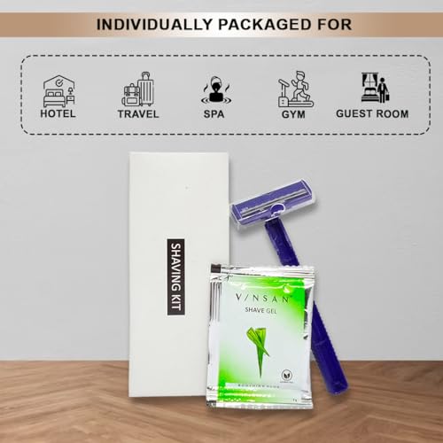 Image of (50 Sets) Shaving Kit in Bulk, Smooth Shave Disposable Razor and Cream(4g), Individually Wrapped Toiletries Amenities for Hotel Travel Shaving Set Travel Size Toiletries Camping and Travel