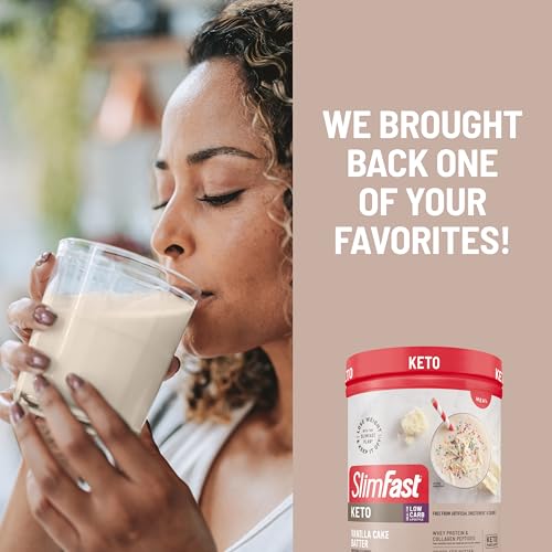 Image of SlimFast Keto Meal Replacement Powder, Vanilla Cake Batter, 10 Servings