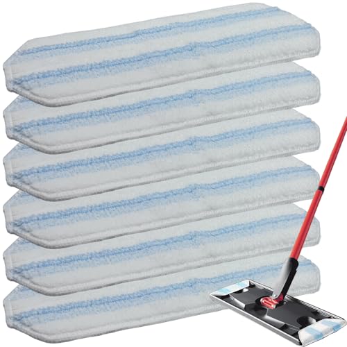 Microfiber Mop Replacement Pads (6-Pack) - Compatible with O Cedar H2prO Mops Machine Washable & Reusable - Removes Stubborn Stains - Fits H2prO Mops