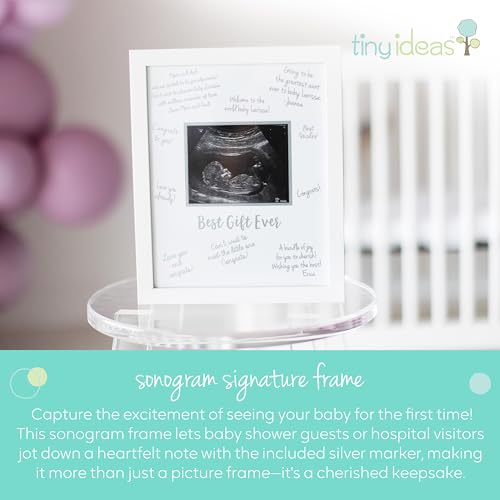 Image of Sonogram Signature Frame - Ultrasound Picture Keepsake, Gender Neutral Baby Shower Decor, First Time Moms Pregnancy Gift, Guest Book Alternative, Ideal for Nursery, Marker Included