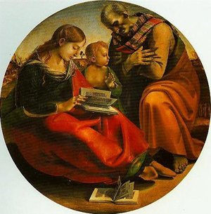 Peinture à l'huile The Holy Family par Luca Signorelli, tableau décoratif salon 12x16 pouces