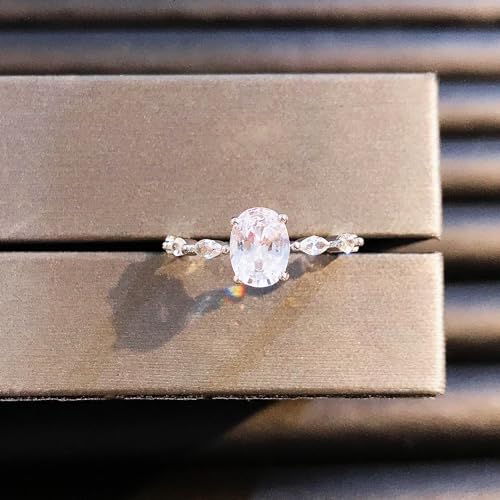 Pear Shaped Engagement Rings Classic Promise Ring 925 Sterling Silver Oval Cut AAAAA Zircon Cubic Zirconia Promise Engagement Wedding Band Rings for Women Size 64