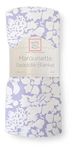 Image of SwaddleDesigns Marquisette Receiving Swaddle Blanket for Baby Boys & Girls, Soft Premium Cotton Muslin, Best Shower Gift, Lavender Lush, Parent Picks Award Winner Small