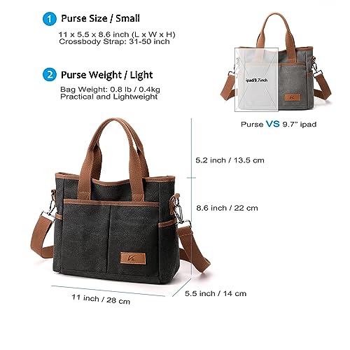 Image of Crossbody Bags for Women Trendy Small Canvas Hobo Tote Top-handle Handbag Multi-pocket Casual Going Out Purse Satchel