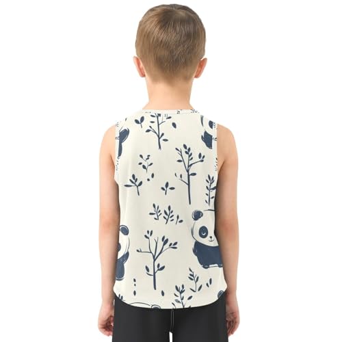 Bolaz Boys Athletic Quick Dry Tank Top Sleeveless Workout T Shirts Age 11-15,Panda Bear Print3