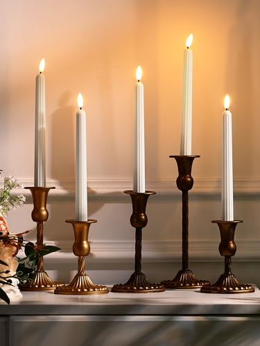 Image of Funtery 48 Pcs Flameless LED Taper Candles Battery Operated Candles Bulk Realistic LED Candlesticks Flickering for Wedding Church Party Home Decor(White,11 Inch,Romantic Style)