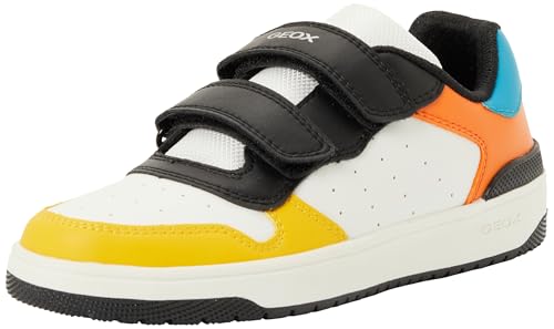 Geox J Washiba Boy   Zapatillas Deportivas, Color Blanco/Naranja, Talla 35 EU, Blanco y Naranja, 35 EU