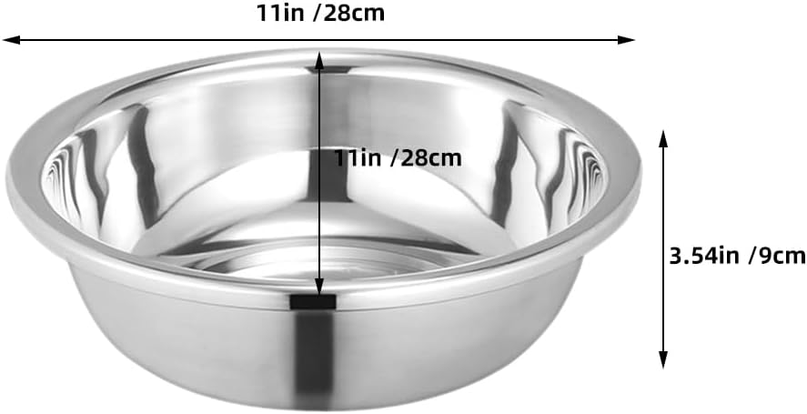 PRETYZOOM Thickened 304 Stainless Steel Basin for Kitchen, Multi-Functional 11.02 Inch Mixing Bowl for Vegetable Washing, Dough Kneading, and Salad Preparation