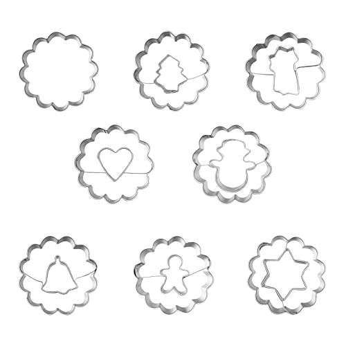 Weihnachten Ausstecher Set,Ausstechformen Mini,Edelstahl Ausstecher Set für Keks, Plätzchen,Tortendekorationen,DIY Tools für Backen Fondant, Ideales Kindergeschenk,Menge: 1 x 8er Set Cover