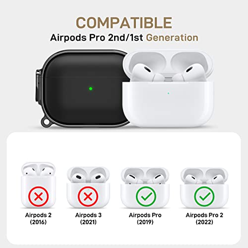 Image of Maxjoy for AirPods Pro 2nd /1st Generation Case with Lock, Cute AirPods Pro 2 Case Lock Protective Hard AirPod Pro Cover for Women Men with Keychain for Airpod Pro (2023 /2022 /2019), Black /Grey