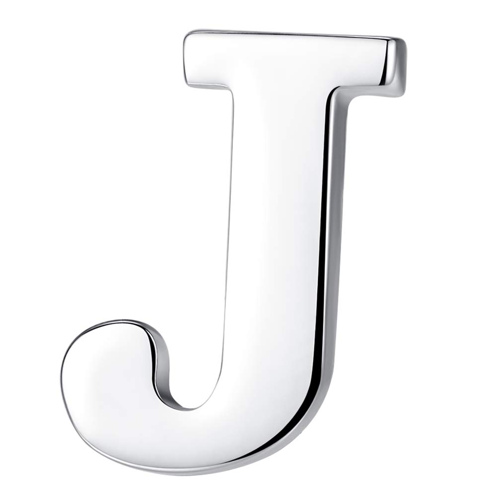 HONEY BEAR Silver Initial Letter Tie Lapel Pin Brooch for Men Women Shirt