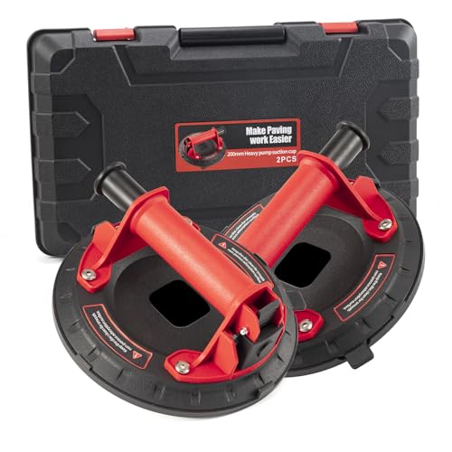 Ventosas 2 piezas | Capacidad de Carga Máxima 150 kg | Elevador de Vidrio con Ventosa al Vacío de 8 Pulgadas,Ideal para Vidrio, Laminado y Azulejos con Caja de Herramientas