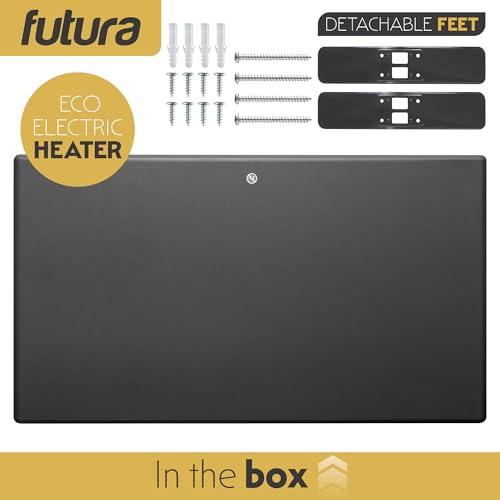 Futura 1500W Grey Electric Radiator Heaters for Home, Bathroom Safe Electric Heater Setback Timer Lot 20 & Advanced Thermostat Control Wall Mounted or Floor Standing Low Energy Panel Heater