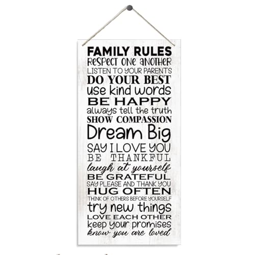 Family Rules Sign Family Room Decor Decorative Wood Hanging Wood Plaque Home Living Room Decor Inspirational Wall Decor Housewarming Gift
