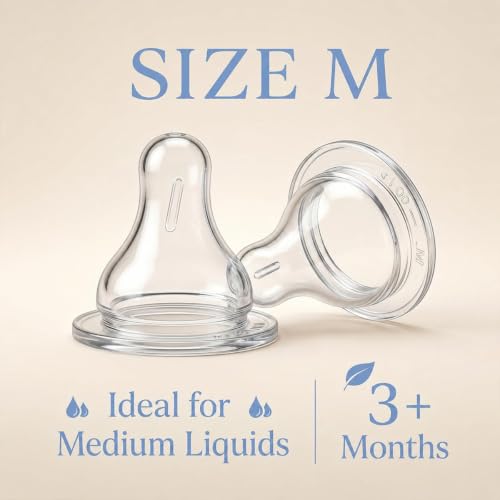 Image of StarAndDaisy Pack of 4 Silicone Medium Flow Nipples for Baby Bottles 3+ Months | BPA Free Anti-Colic Feeding Bottle Nipples | Soft Baby Bottle Teat Replacement for Infants