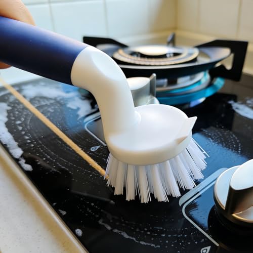 Image of CELOX 2 Pack Dish Brush, Dishwashing Scrubber & Scraper with Handle, Wand, Kitchen Scrub Brush for Sink Grout Cleaning