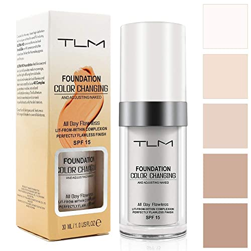 Base de Maquillaje Mágica Base Líquida, Base Tono de Piel Cálida Que Cambia de Color Impecable, Resistente al Agua Mezclas Naturales Base de Maquillaje Facial Makeup Colour Correcting Cream, SPF15