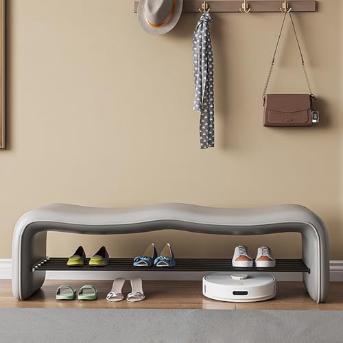 Banc de rangement à chaussures avec coussin d'assise confortable style moderne L80 - 2