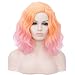 Cying Lin Short Bob Wavy Curly Wig Ombre Pink Wig For Women Cosplay Halloween Wigs Heat Resistant Bob Party Wig Include Wig Cap (Ombre Pink)