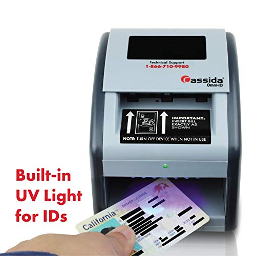 Cassida Omni-Id 2-In-1 Currency Counterfeit Detector With Uv Identification Verification Lights – Bill Checker With Infrared, Magnetic And Ultraviolet Sensors - Easy To Read Pass/Fail Display #TOP2