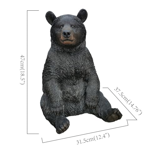 Figura de oso sentado negra de poliresina HI-LINE miniatura 7