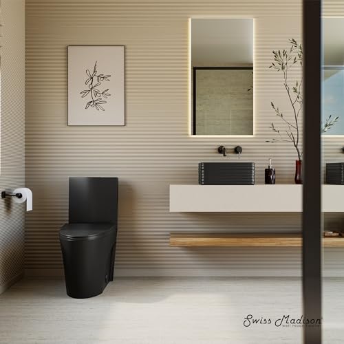 Image of St. Tropez One-Piece Elongated Toilet Vortex Dual-Flush in Matte Black 1.1 /1.6 gpf