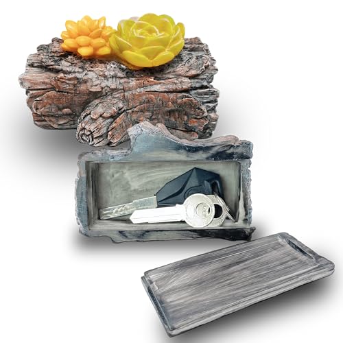 Succulent Tree Stump Key Hider – Weatherproof Outdoor Hidden Key