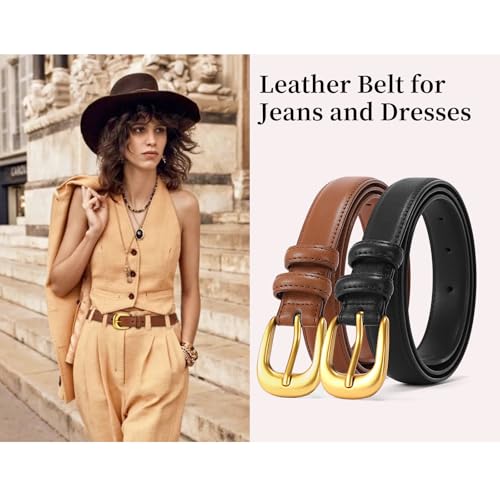SENDEFN Women's Belt for Jeans Dress Casual Leather Ladies Waist Belts with Gold Buckle2