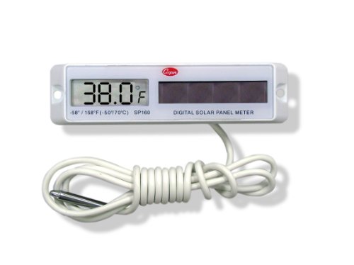 Cooper-Atkins SP160-01-8 Digital Panel Thermometer with White Rectangular Solar Powered, -58/158° F Temperature Range