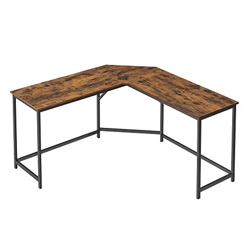 VASAGLE L-Shaped Desk, Gaming Desk, 149 x 149 x 76 cm, Corner Desk for Study, Home Office, Space-Saving, Easy Assembly, Rustic Brown and Ink Black LWD73X