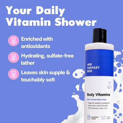Image of Her Fantasy Box | Body Vitamins Moisturizing Body Wash - Multi-Vitamin Cleanser with Vitamins A, B6, C & E, Hydrating & pH Balanced, Vegan & Cruelty Free, 16 oz