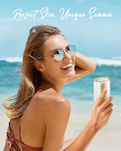 Laser Hair Removal, IPL Laser Hair Removal Device for Women & Men, Safe at-Home Nearly Painless 45°F Ice-Cooling Contact, Long-Lasting Result for Full Body & Face, White