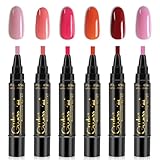 Lot de 6 stylos à ongles 3 en 1 pour ongles   Vernis à ongles gel   Vernis UV sans UV   3 en 1