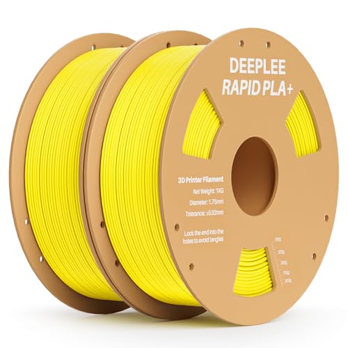 DEEPLEE Rapid PLA Plus Filament 1.75mm, High Speed 3D Printer Filament Up to 600mm/s, PLA+ Filament Dimensional Accuracy +/- 0.02 mm Fits Most FDM 3D Printer, Cardboard Spool 2 Pack 1kg Yellow