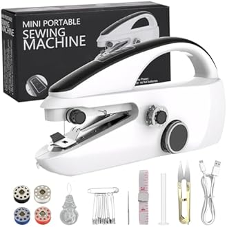 OKYUK Sewing Machine, Handheld Sewing Machine for Beginners, Two Speed Adjustment Electric Mini Sewing Machine, Easy to Use and Fast Stitch Suitable for Clothes,Fabrics, DIY Home Travel (Black)