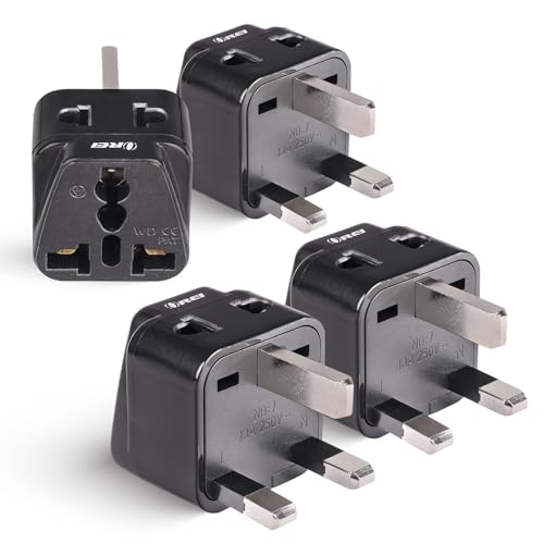 OREI India to UK Plug Adapter – 2 in 1 Type G Travel Adapter (4 Pack) Compatible with UK, UAE, Dubai, & Hong Kong - Ideal for Laptops, Mobiles, & Chargers CE & RoHS Certified