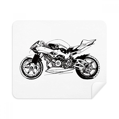 Black Motorcycle Illustration Pattern Cleaning Cloth Screen Cleaner 2pcs Suede Fabric