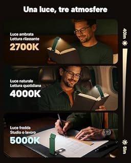86lux Luce per Lettura Libri a Letto, luce libro lettura notturna Ricaricabile LED Ultra Leggera con, 3 Colori ambra & Luminosità Regolabile, Flessibile per bambini e amanti dei libri, Verde