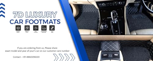 Image of 7D Car Floor Mat Compatible for Mahindra XUV-400|Luxury Leatherette with Grass Car Floor Mat| 100% Waterproof & Washable|Complete Set |Color-Beige