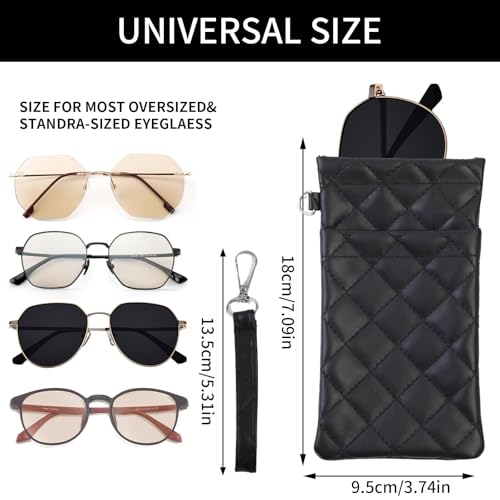 Image of Double Eyeglass Case Soft Dual Glasses Case for Women Men Travel Squeeze Top Sunglasses Cases Eyeglasses Pouch