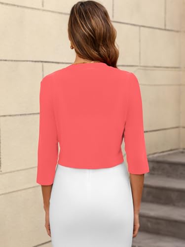 Image of Women's Long Sleeve Shrugs Lightweight Open Front Cropped Cardigan for Women S-2XL