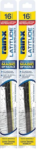 Rain-X 5079274-2 Latitude 2-In-1 Water Repellent Wiper Blades, 16 Inch (Pack Of 2), Automotive Replacement Windshield Wiper Blades With Patented Rain-X Water Repellency Formula